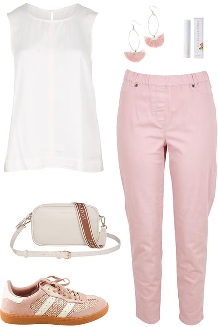 Ivory Tank With Pink Pants