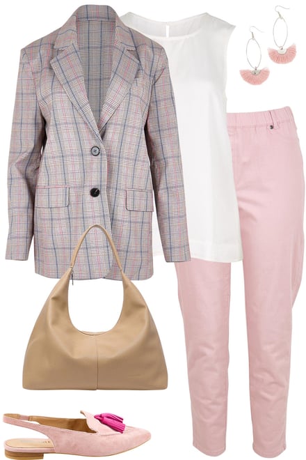 Grey-Pink Blazer With Pink Pants