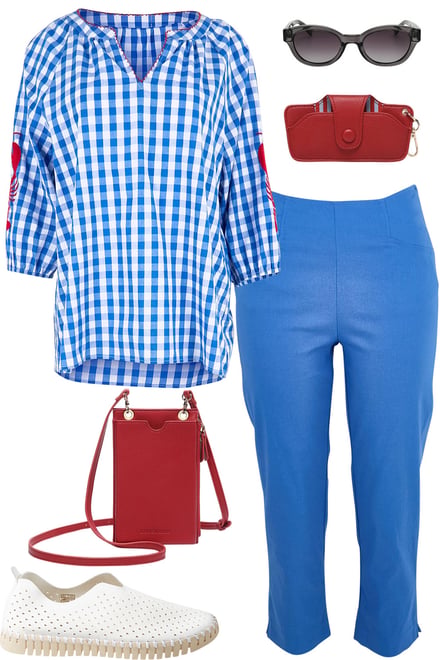 Cove Check Top With Blue Pants