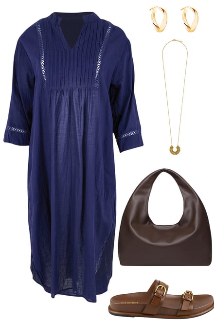 Navy Kaftan With Dark Neutrals