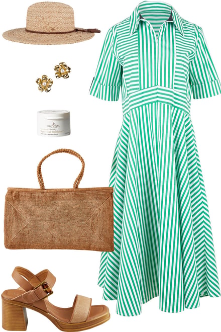 Mint Navy Dress With Neutrals