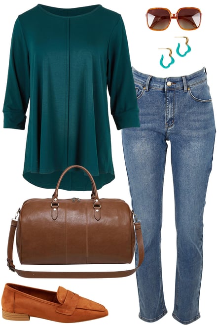 Weekend Away - Lagoon Bamboo Spliced Tee & Jeans