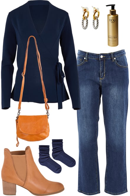 Navy Milano Knit With Boyfriend Jeans