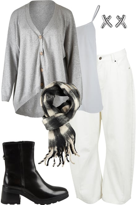 Cashmere Cardi & Barrel Jeans