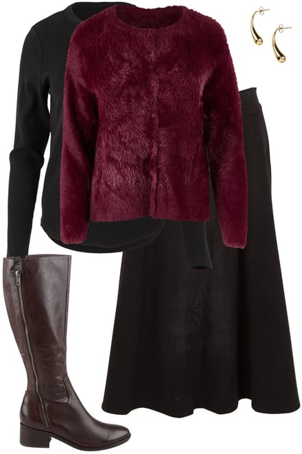 Wine Toned Cardi With Black & Choc