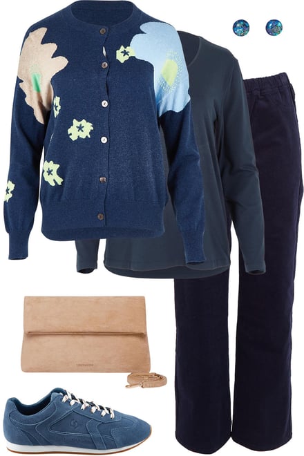 Petal Play Cardi With Dark Navy