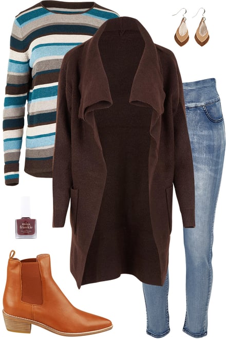 Striped Sweater With Abigail Cardi
