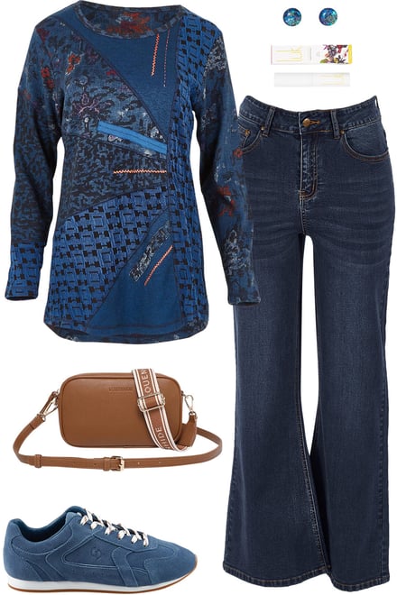 Tabriz Patch Top With Dark Denim