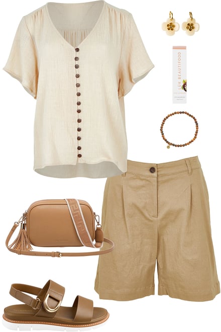 Natural Blouse & Sand Shorts