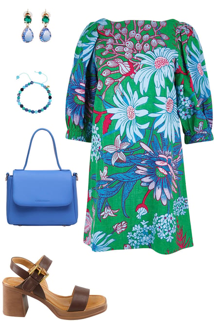 Polly Shift Dress With Blues