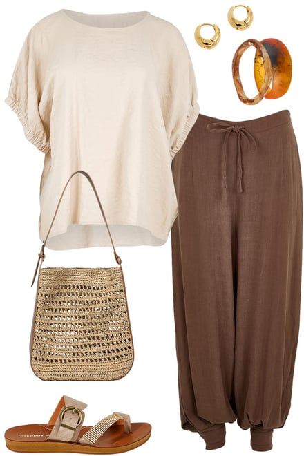 Sand Balloon Sleeve & Choc Balloon Pants