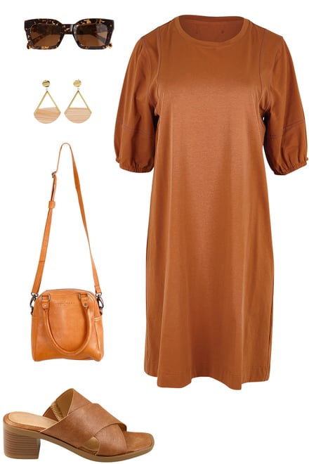 Toffee Dress With Neutrals