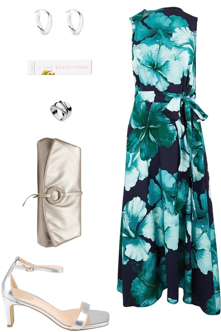 Green Hibiscus Adore Dress & Silver