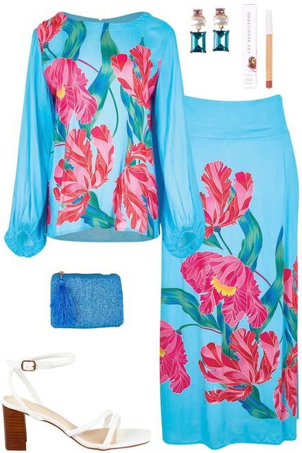 Meadow Print Blouse & Skirt Set