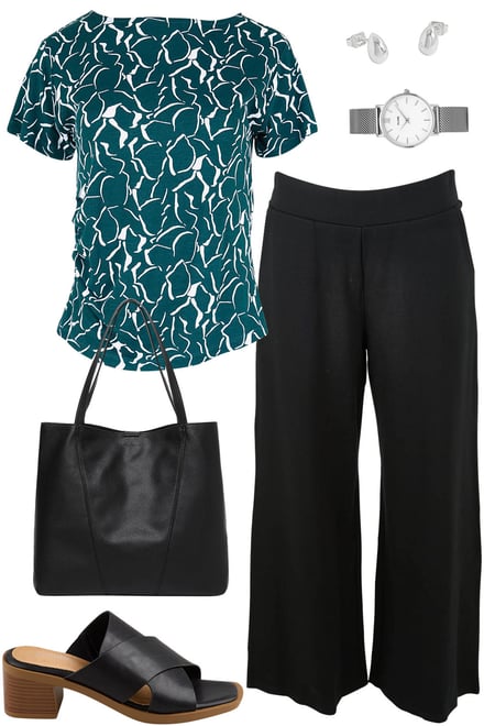 Teal Tee & Black Pants For Work