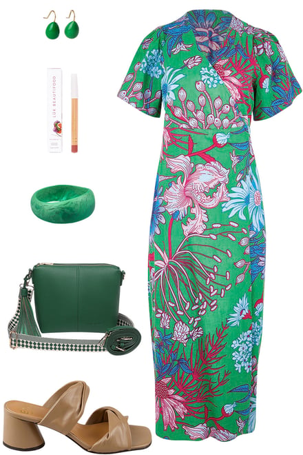 Lilly Cotton Wrap & Green Accessories