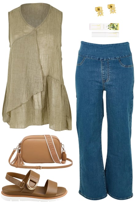 Olive Singlet With Denim