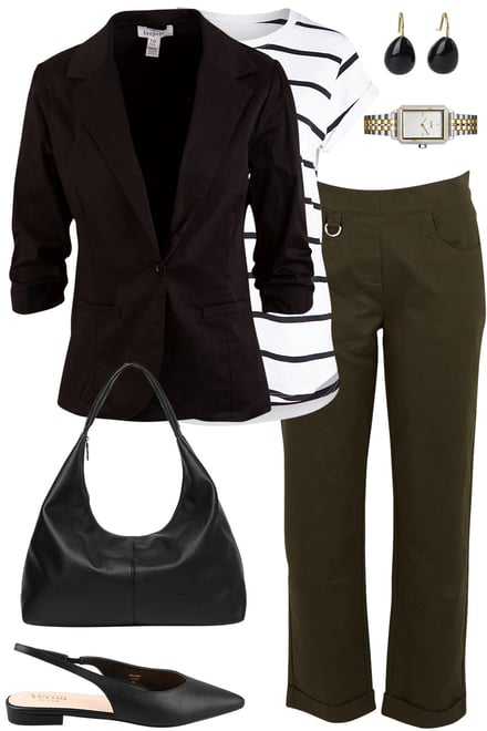 Black Blazer & Pine Pants