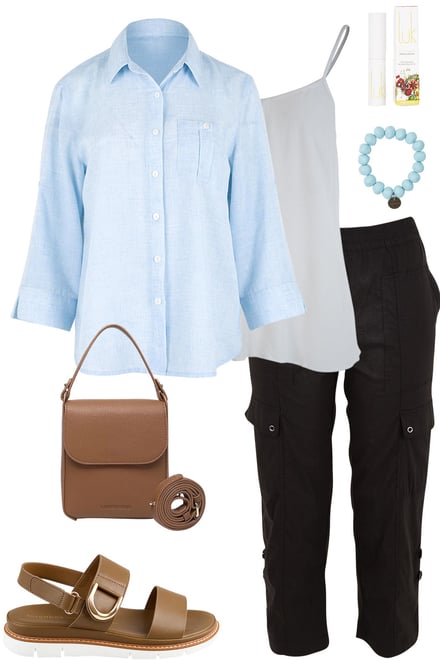 Chambray Shirt & Black Cargo Pants