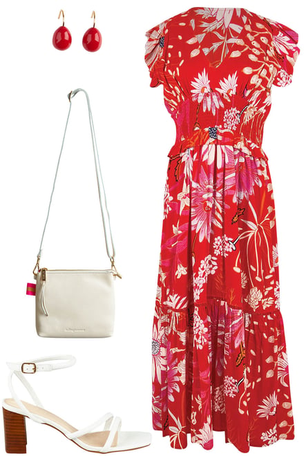 Georgina Maxi With White & Red