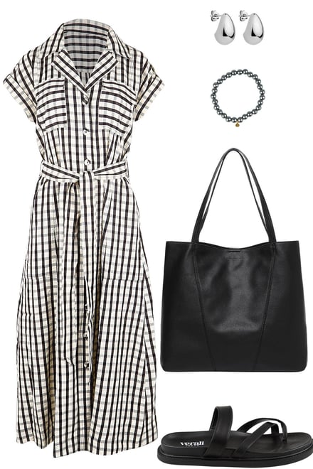 Black Gingham Dress With Black