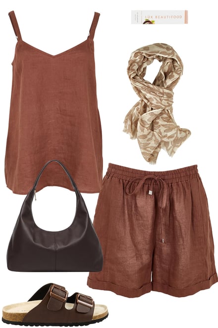 Chocolate Linen Tank & Shorts Set