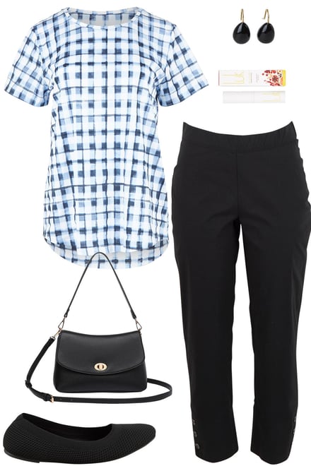 Checkers Tee With Black Pants