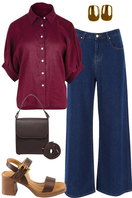 Plum Shirt With Dark Denim