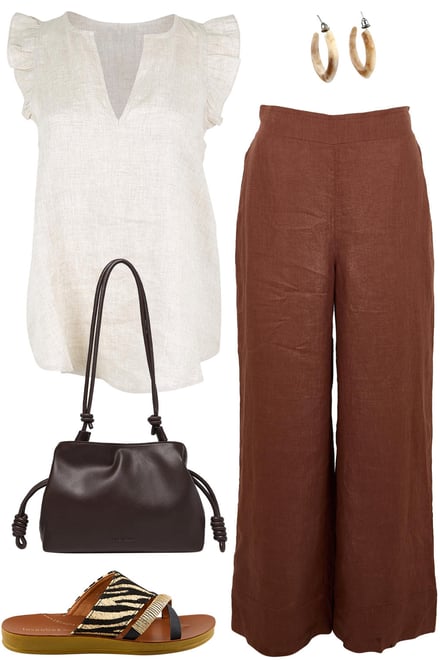 Tusk Linen Top & Choc Linen Pants