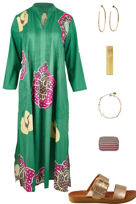 Batik Dress With Gold & Jewellery Box