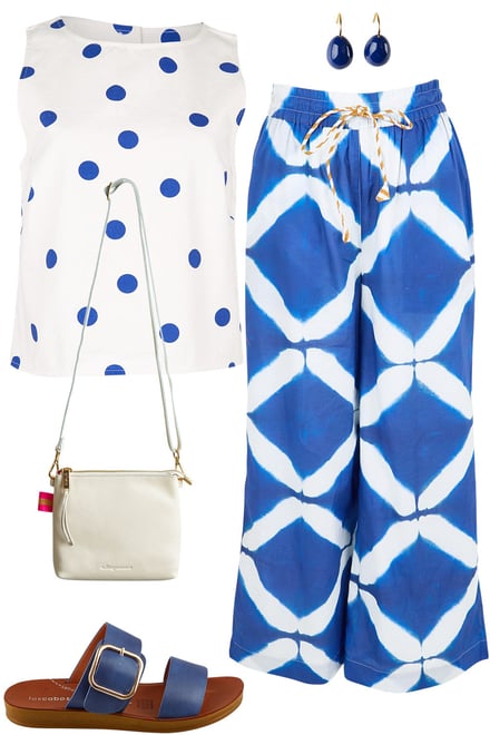 Polkadot Top With Blockprint Pants