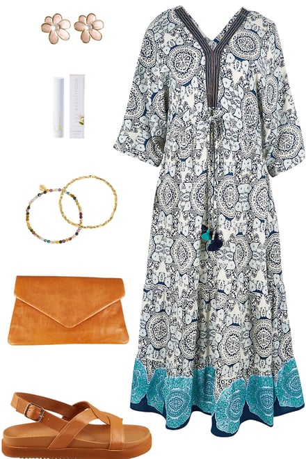 Marseilles Print Dress With Neutrals