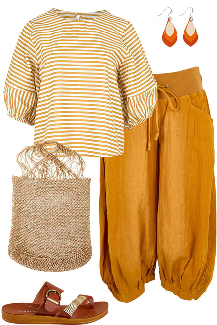 Mustard Stripe Top & Turmeric Pants