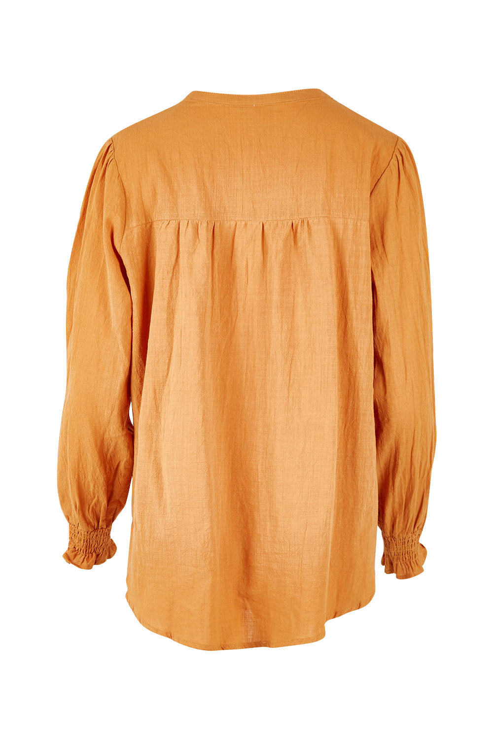Product shot of the Jessica Cotton Blouse in colour Rust, from the back