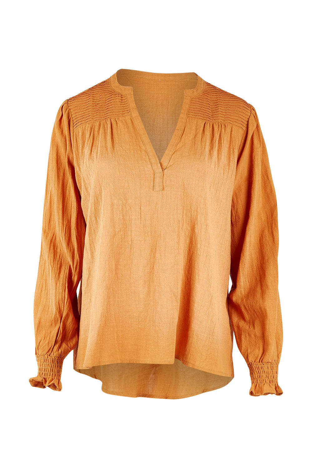 Product shot of the Jessica Cotton Blouse in colour Rust, from the front