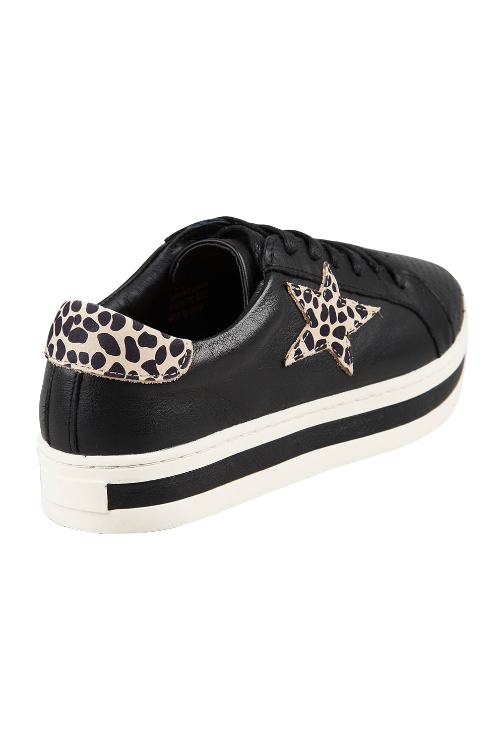 Product shot of the Pixie Leather Sneaker in colour Blackbrown (Black), from the back