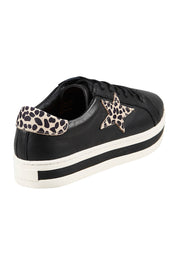 Product shot of the Pixie Leather Sneaker in colour Blackbrown (Black), from the back