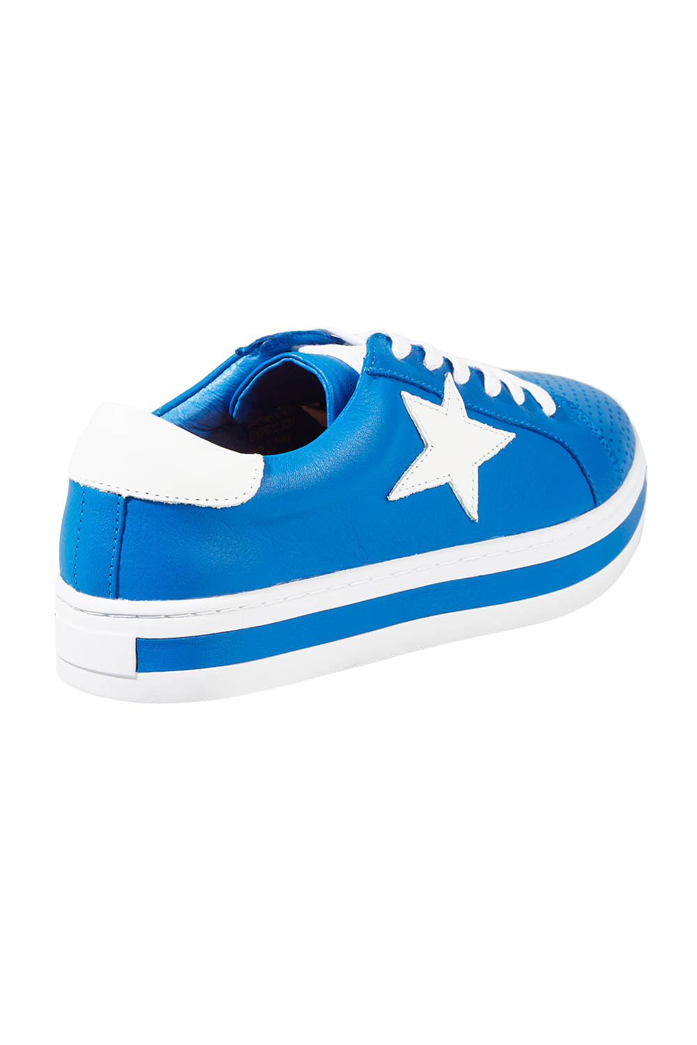 Product shot of the Pixie Leather Sneaker in colour Cobaltwhit (Blue), from the back