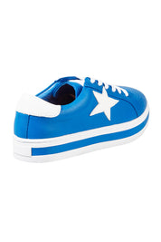 Product shot of the Pixie Leather Sneaker in colour Cobaltwhit (Blue), from the back