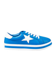 Product shot of the Pixie Leather Sneaker in colour Cobaltwhit (Blue), from the front