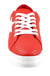 Product shot of the Pixie Leather Sneaker in colour Firewhite (Red), detail