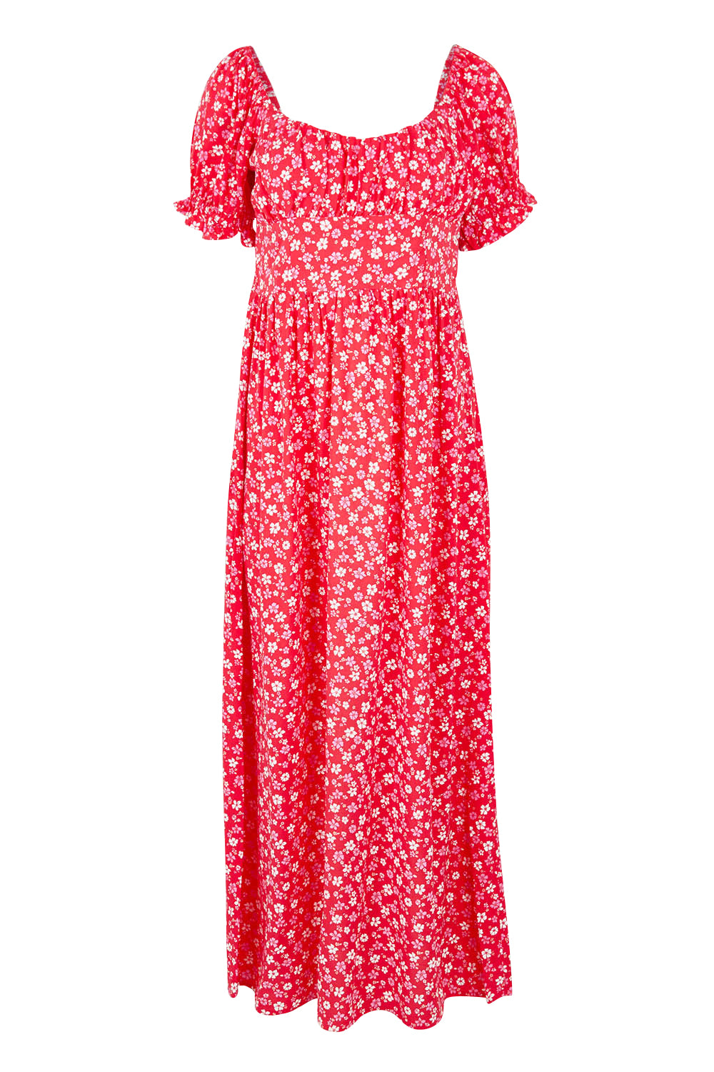 Product shot of the Dolly Maxi Dress in colour Red (Red), from the front