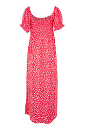 Product shot of the Dolly Maxi Dress in colour Red (Red), from the front