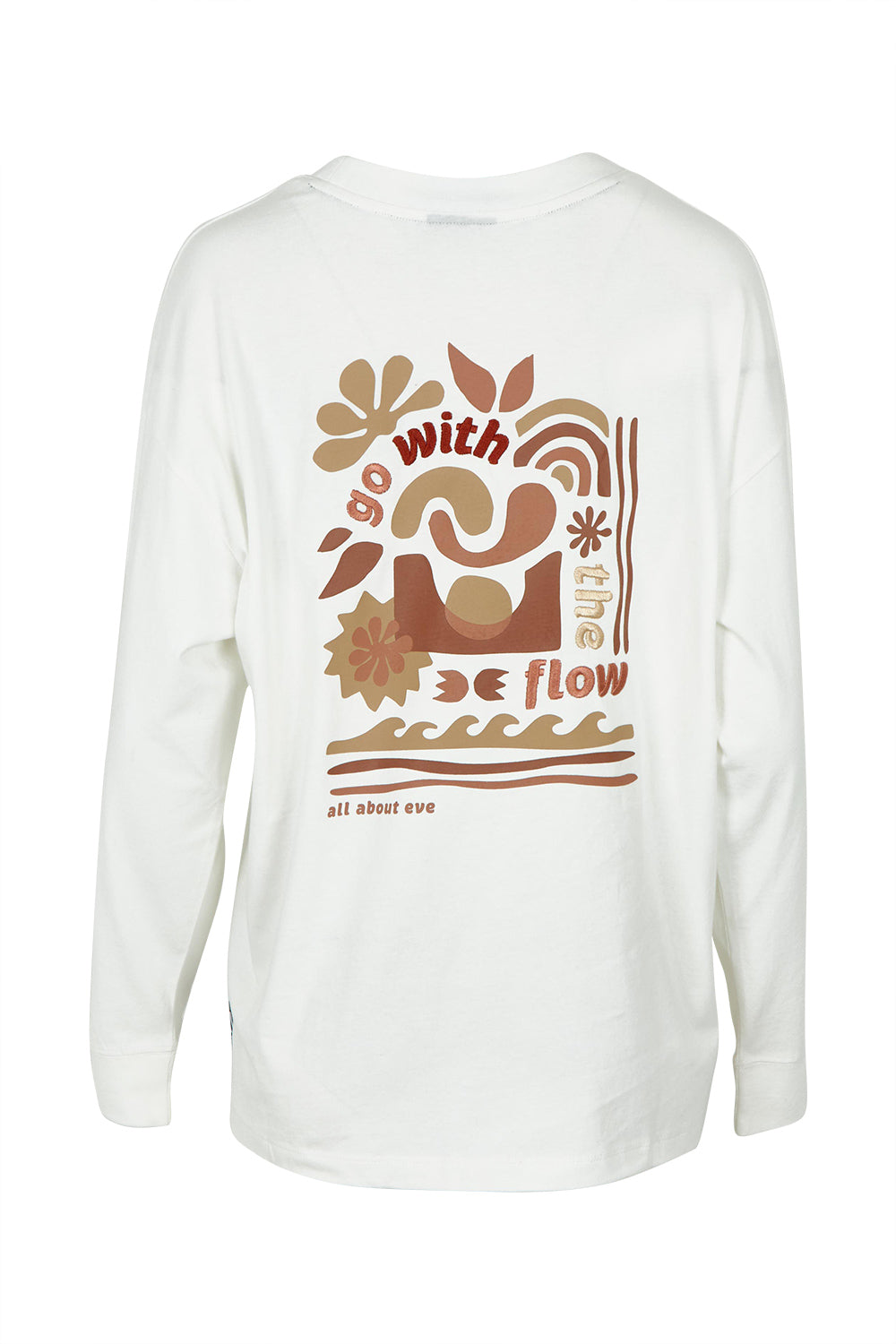 Product shot of the Flow Ls CottonTee in colour Vwhite (White), from the back
