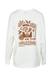 Product shot of the Flow Ls CottonTee in colour Vwhite (White), from the back