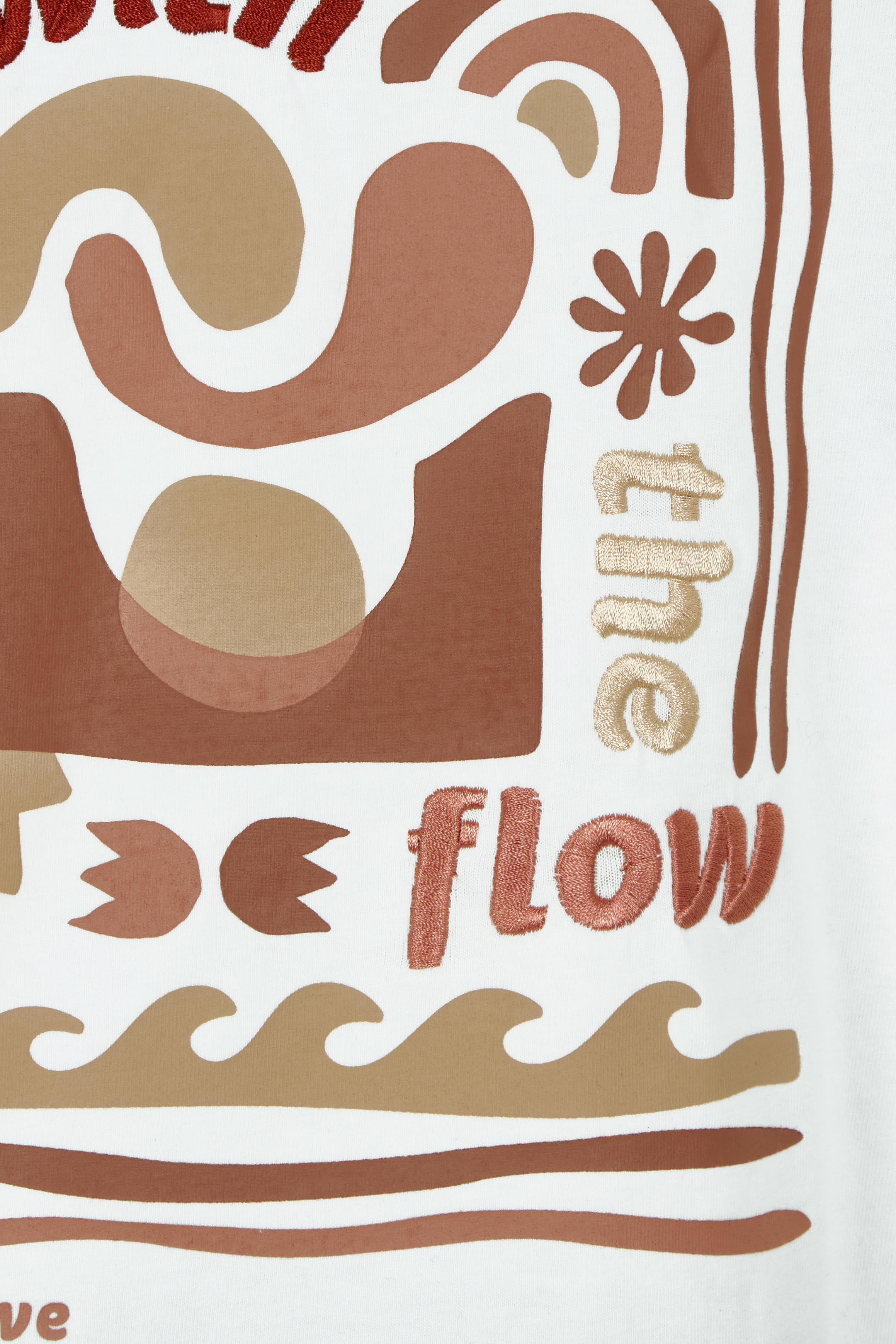 Product shot of the Flow Ls CottonTee in colour Vwhite (White), detail