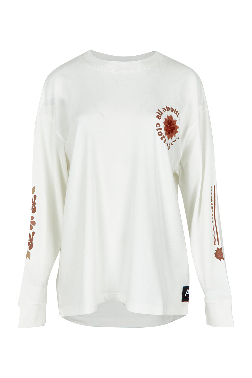 Product shot of the Flow Ls CottonTee in colour Vwhite (White), from the front