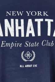 Product shot of the Manhattan Oversized Cotton Tee in colour Navy (Blue), detail