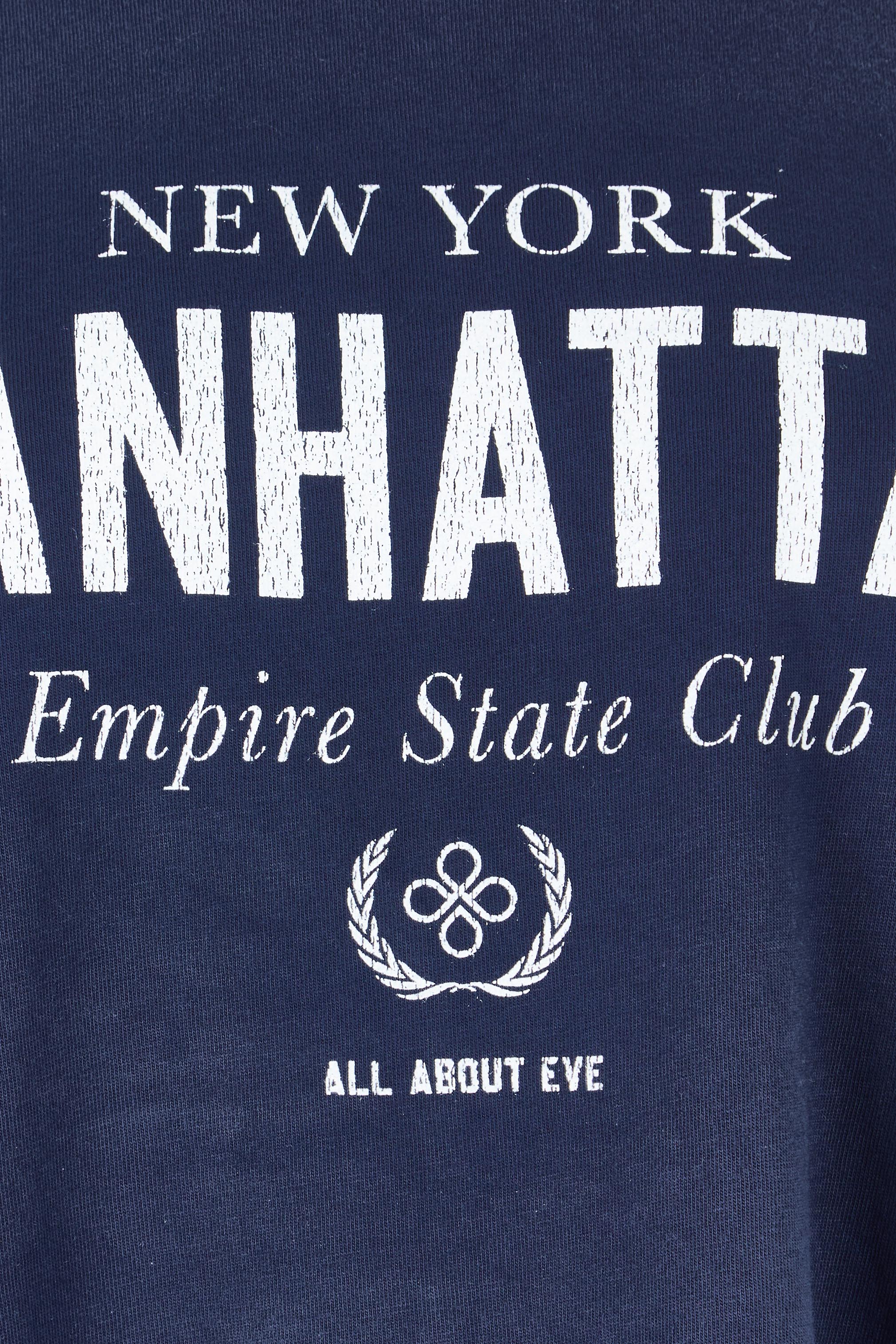 Product shot of the Manhattan Oversized Cotton Tee in colour Navy (Blue), detail