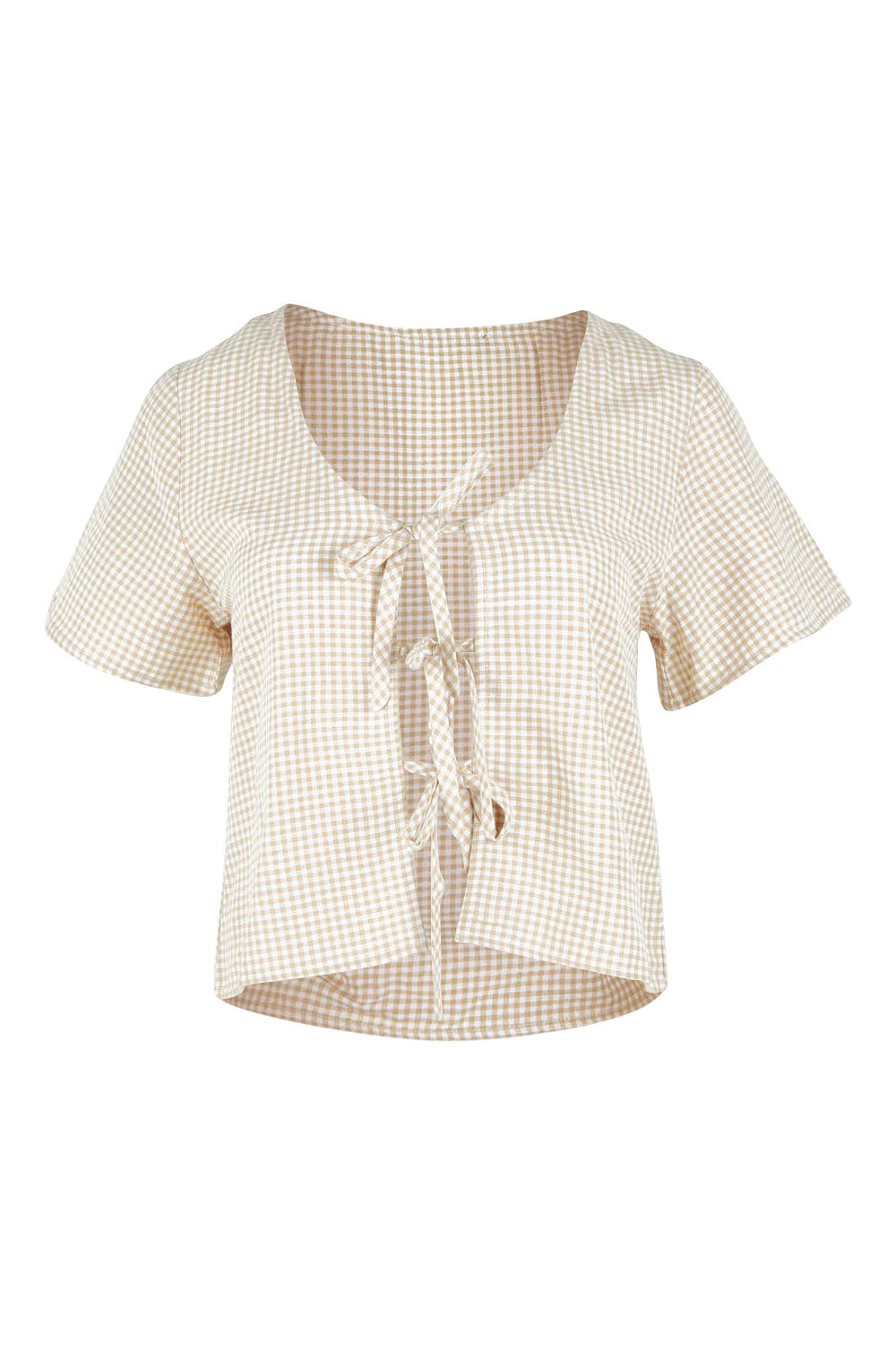 Product shot of the Hampton Top in colour Oat, from the front